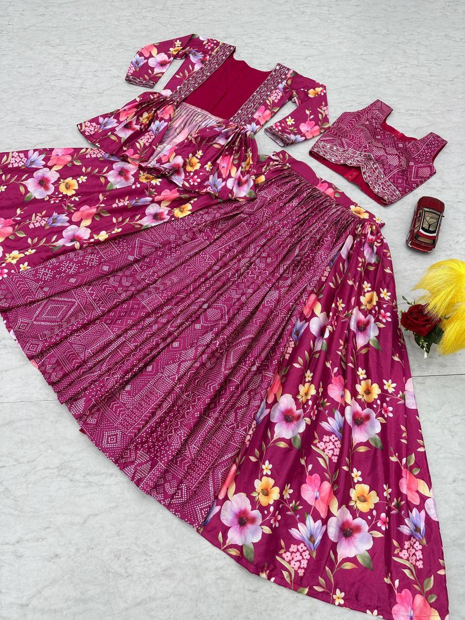 Pc-534 Chinon Red  Best lehengha choli supplier in India